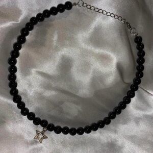 Hand Crafted Midnight Black Necklace with Star Charm